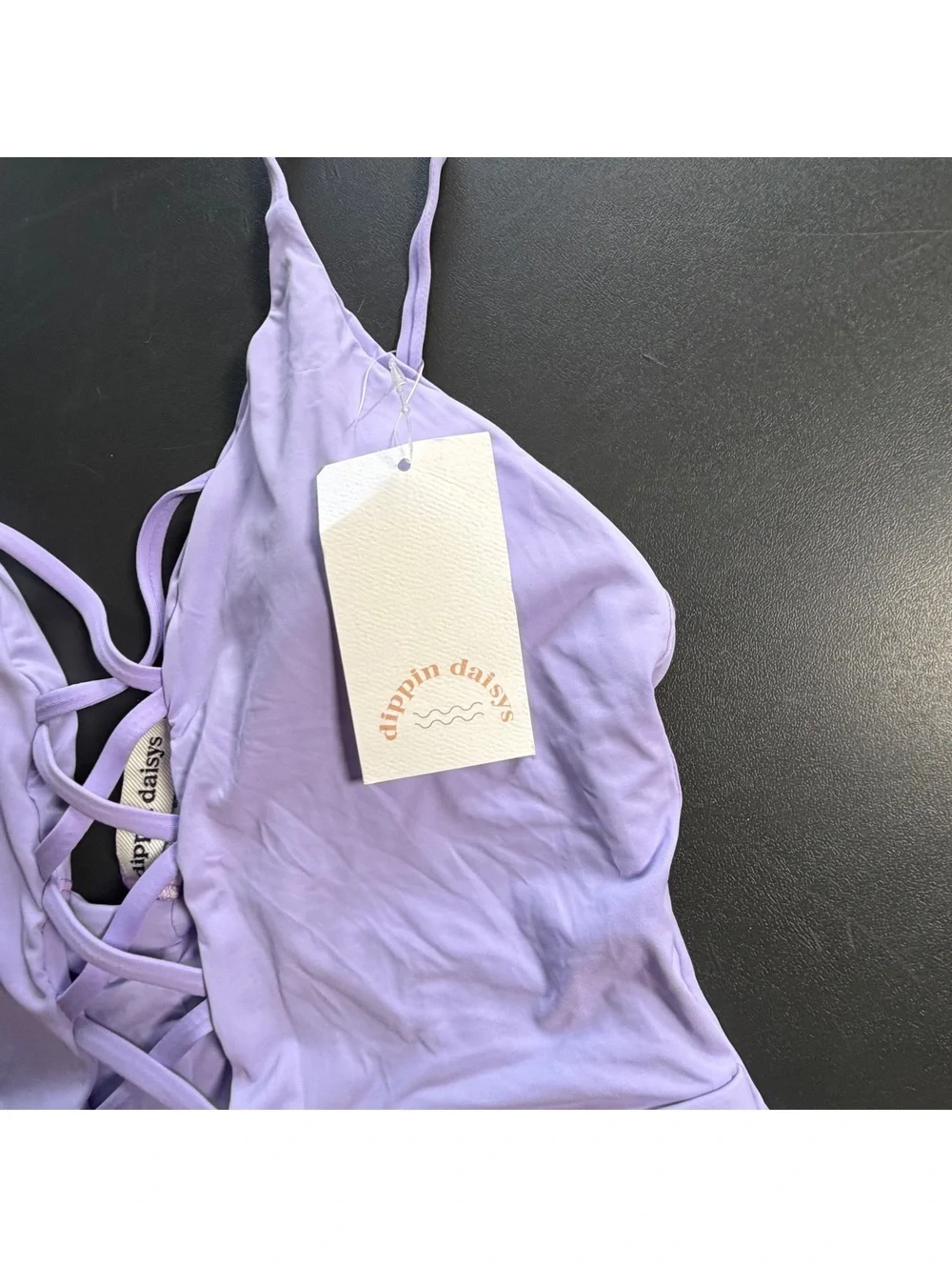DIPPIN DAISYS lavender bliss cross front high cut sides one piece swimsuit NWT